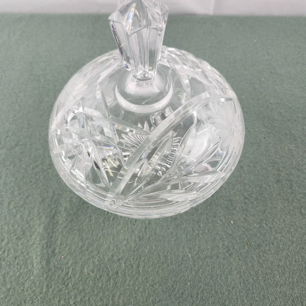 Vintage Oval Footed Crystal Clear  Floral cut 7
